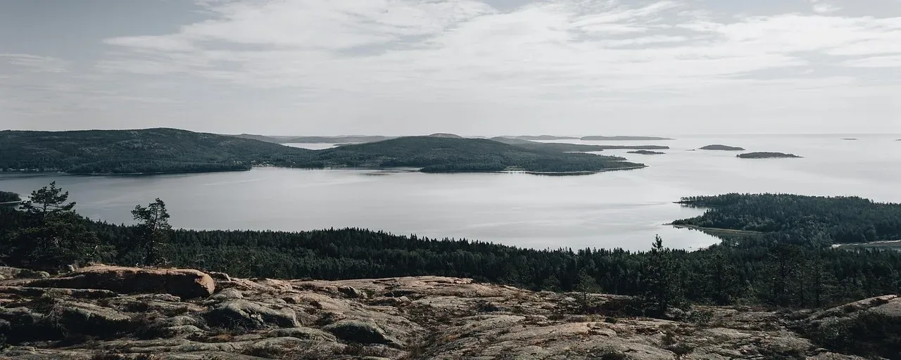 Skogklädda öar och hav vid Höga kusten